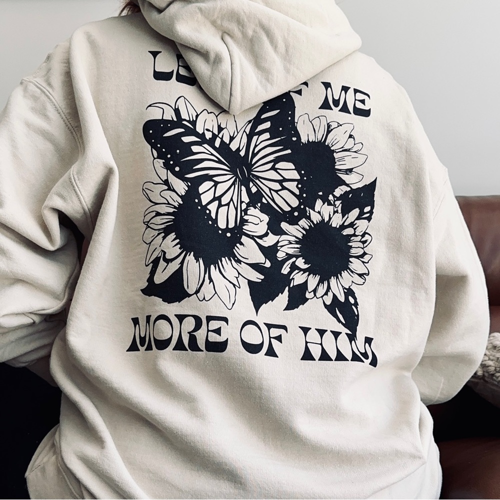 Christian Floral Hoodie Size XL Oversized Modern Sweatshirt Butterfly Neutral